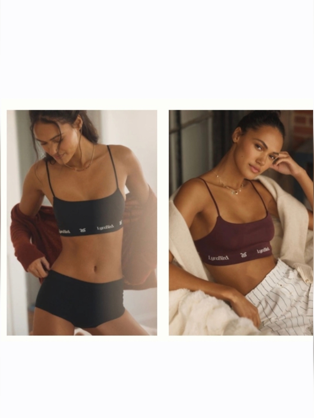 Anthropologie Stretch Logo Bralettes - Black & Burgundy